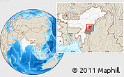 Shaded Relief Location Map of Senapati, highlighted country, highlighted parent region
