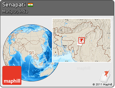 Shaded Relief Location Map of Senapati, highlighted parent region