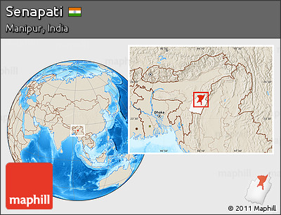 Shaded Relief Location Map of Senapati, highlighted parent region