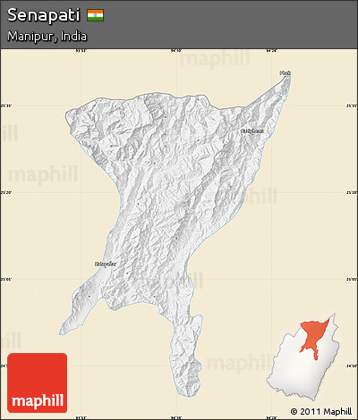 Classic Style Map of Senapati, single color outside