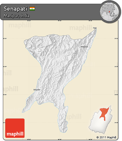 Classic Style Map of Senapati, single color outside