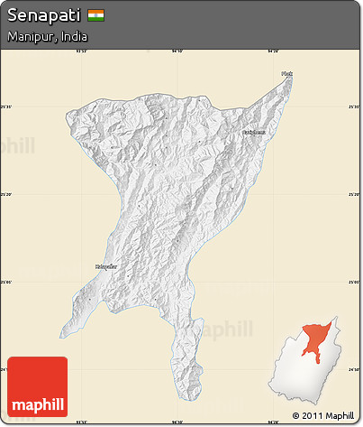 Classic Style Map of Senapati, single color outside