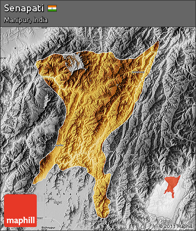 Physical Map of Senapati, desaturated