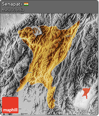 Physical Map of Senapati, desaturated