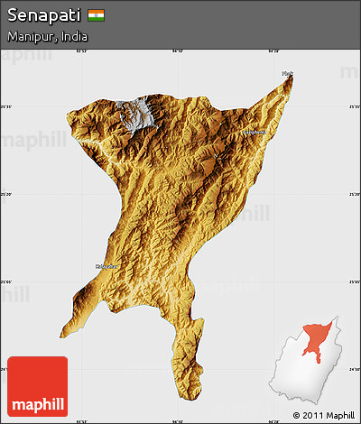 Physical Map of Senapati, single color outside