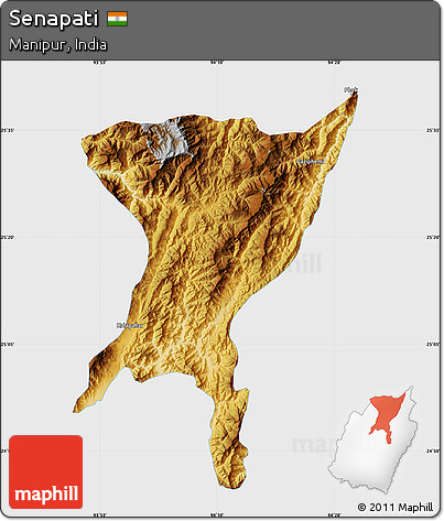 Physical Map of Senapati, single color outside