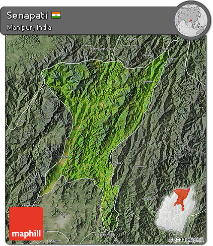 Satellite Map of Senapati, semi-desaturated