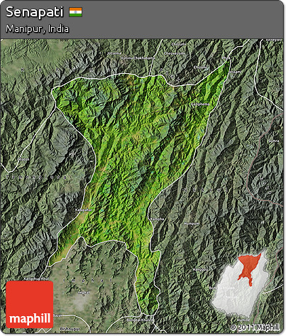 Satellite Map of Senapati, semi-desaturated