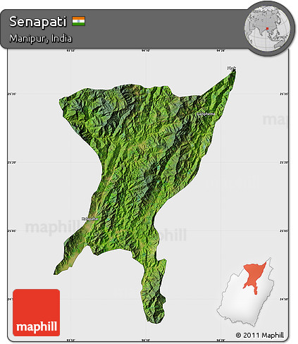 Satellite Map of Senapati, single color outside