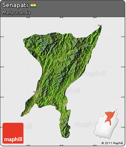 Satellite Map of Senapati, single color outside