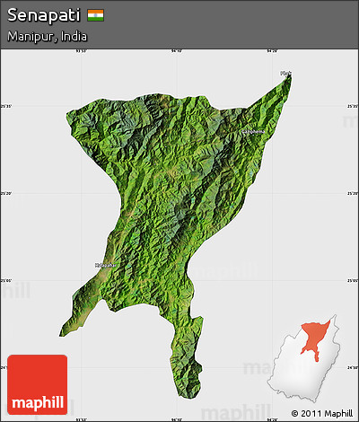 Satellite Map of Senapati, single color outside