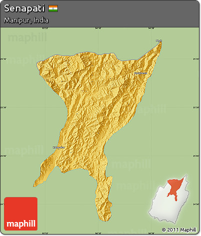 Savanna Style Map of Senapati, single color outside