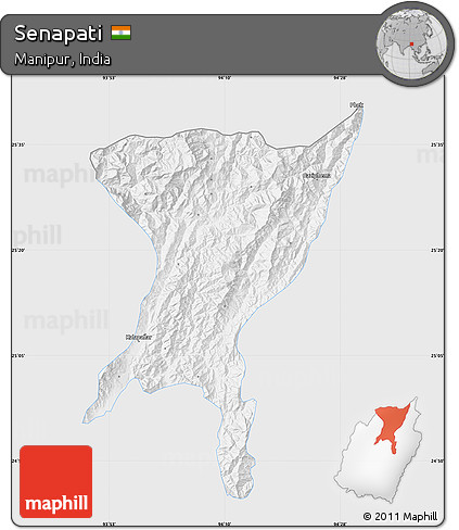 Silver Style Map of Senapati, single color outside