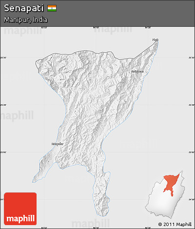 Silver Style Map of Senapati, single color outside