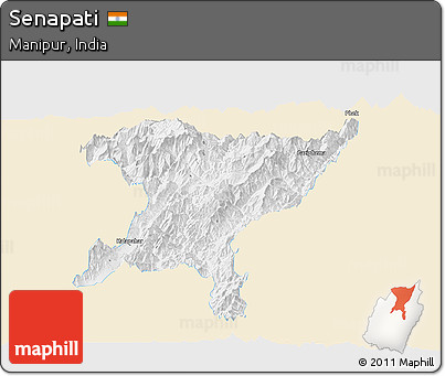 Classic Style Panoramic Map of Senapati, single color outside
