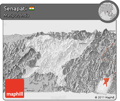 Gray Panoramic Map of Senapati