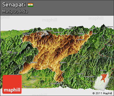 Physical Panoramic Map of Senapati, satellite outside