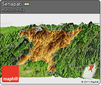 Physical Panoramic Map of Senapati, satellite outside