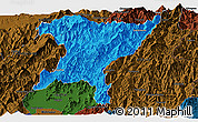 Political Panoramic Map of Senapati, darken
