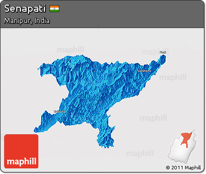 Political Panoramic Map of Senapati, single color outside