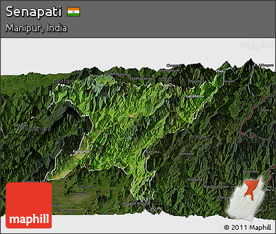 Satellite Panoramic Map of Senapati, darken