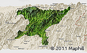 Satellite Panoramic Map of Senapati, shaded relief outside