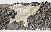Shaded Relief Panoramic Map of Senapati, darken