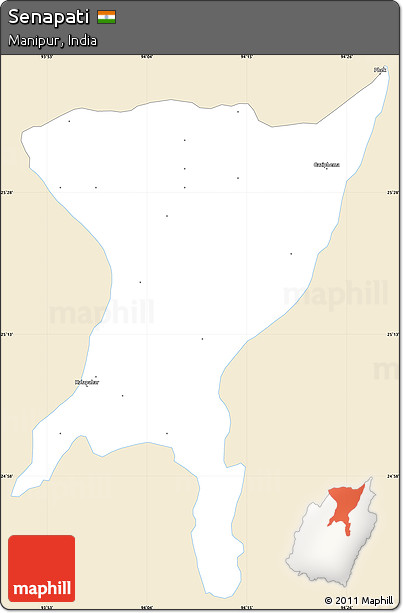 Classic Style Simple Map of Senapati, single color outside