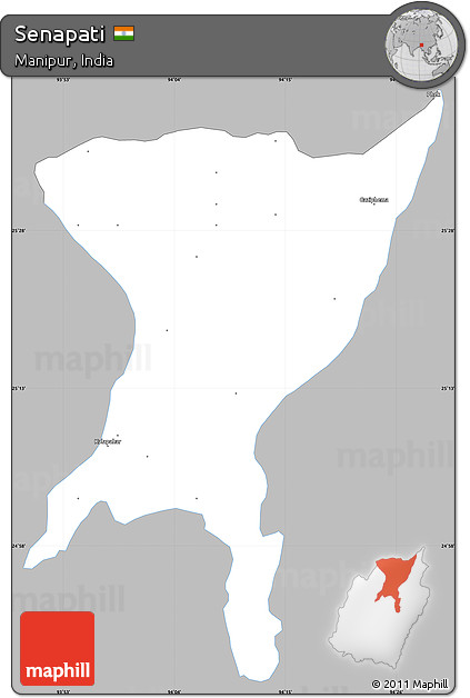Gray Simple Map of Senapati, single color outside