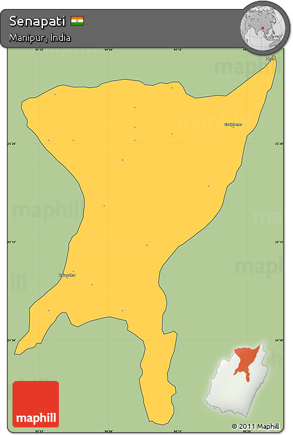 Savanna Style Simple Map of Senapati, cropped outside