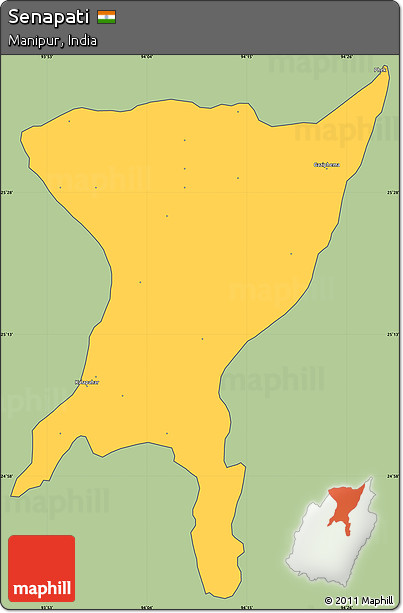 Savanna Style Simple Map of Senapati, cropped outside