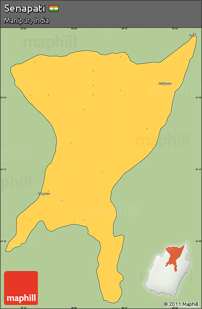 Savanna Style Simple Map of Senapati, cropped outside