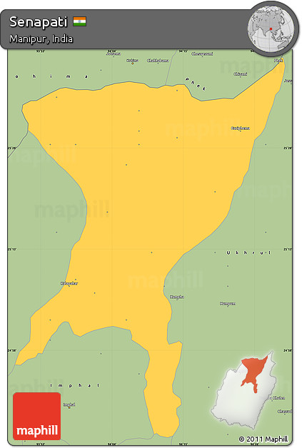 Savanna Style Simple Map of Senapati