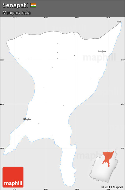Silver Style Simple Map of Senapati, single color outside