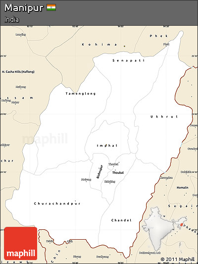 Classic Style Simple Map of Manipur
