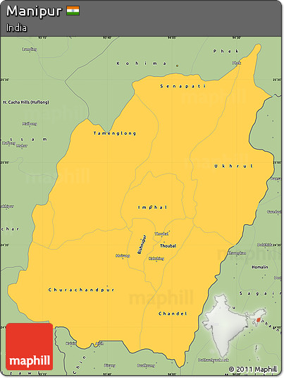 Savanna Style Simple Map of Manipur