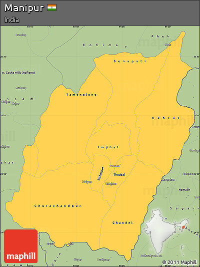 Savanna Style Simple Map of Manipur