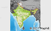 Physical Map of India, darken, desaturated, land only