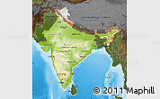 Physical Map of India, darken, land only