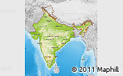 Physical Map of India, lighten, desaturated, land only