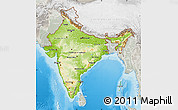 Physical Map of India, lighten, semi-desaturated, land only