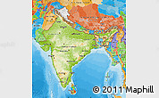 Physical Map of India, political outside