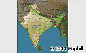 Satellite Map of India, darken, land only