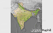 Satellite Map of India, desaturated