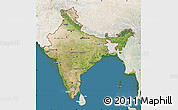 Satellite Map of India, lighten, land only
