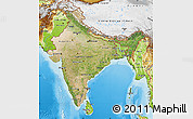 Satellite Map of India, physical outside