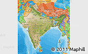 Satellite Map of India, political outside