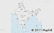 Silver Style Map of India, single color outside