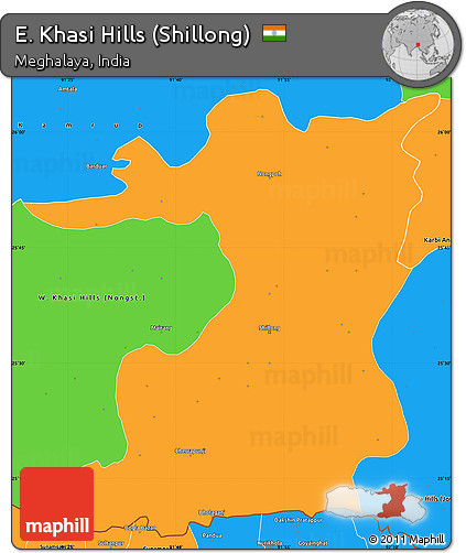 Free Political Simple Map of E. Khasi Hills (Shillong)