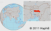 Gray Location Map of Meghalaya